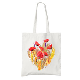 Bavlněná taška Mák a pšenice, srdcová