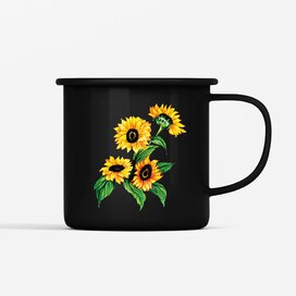 Smaltovaný hrnek  Slunečnice, černý 350ml