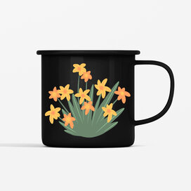 Smaltovaný hrnek Žluté květy, 350ml