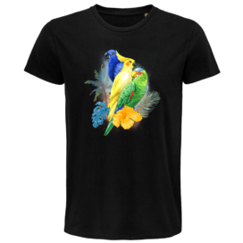 Pánské  tričko Barevní papoušci černé