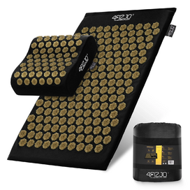 Akupresurní podložka s polštářem 68×42, černo-zlatá