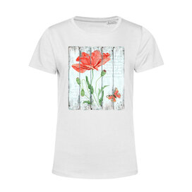 Dámské tričko Červený mák a motýl