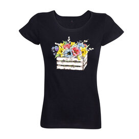 Dámské tričko Květiny v přepravce černé