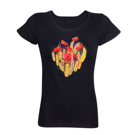Dámské tričko Mák a pšenice srdcové černé