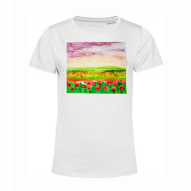 Dámské  tričko Krajinomalba Pole červeného máku