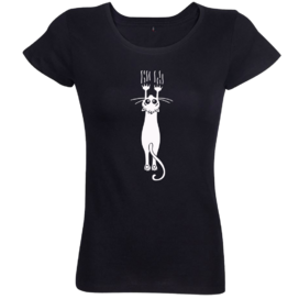 Dámské  tričko Vtipná kočka černé