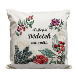  Polštář Nejlepší dědeček chvojí a kvítky