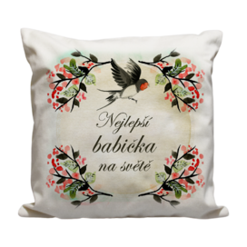 Polštář Nejlepší babička na světě ptáček