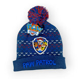 Zimní čepice Tlapková patrola s bambulí červeno modrá, velikost 54