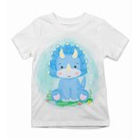 Dětské tričko Dinosaurus modrý triceratops