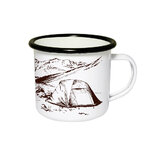 Smaltovaný hrnek Stanování v horách