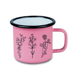 Smaltovaný hrnek 3 divoké květy růžový