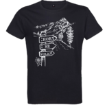 Pánské tričko Hory mě volají cedulka u cesty černé