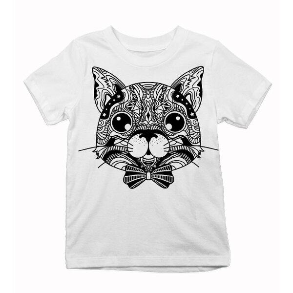 Detské tričko maľovaná mačička hlava - malovane-tricko-macka-hlava