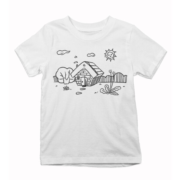Detské tričko maľovaný domček - malovane-tricko-dom-zahrada