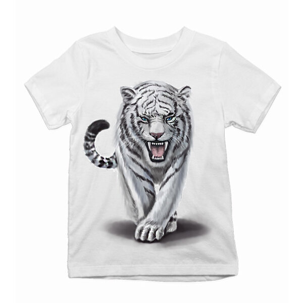 Detské tričko kráčajúci tiger - biely-tiger-co-kraca