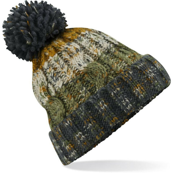 Pletená čiapka s brmbolcom jesenný mach - image_410081