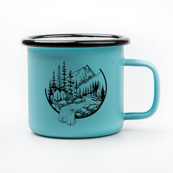 Smaltovaný hrnček  príroda v kruhu mentolový - 323542391_492780252991730_5528388400210280522_n