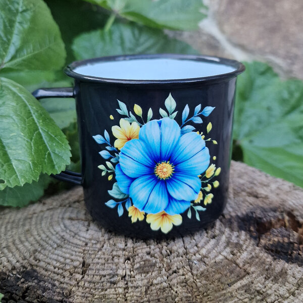 Smaltovaný hrnček kvetinový sen, 350ml - plechacik-kvet