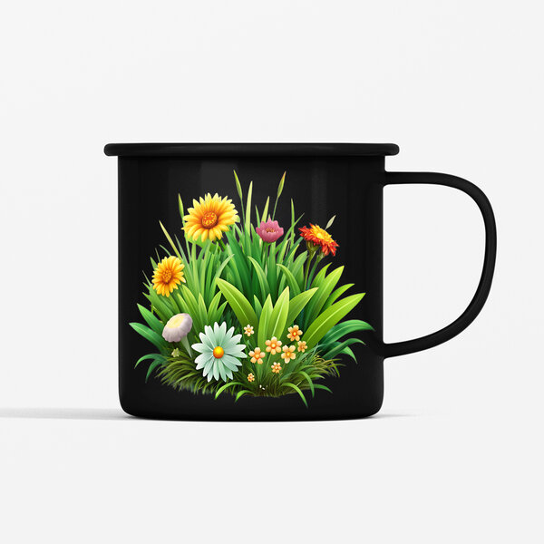 Smaltovaný hrnček, poľné kvety, 350ml - hrnček-polne-kvety