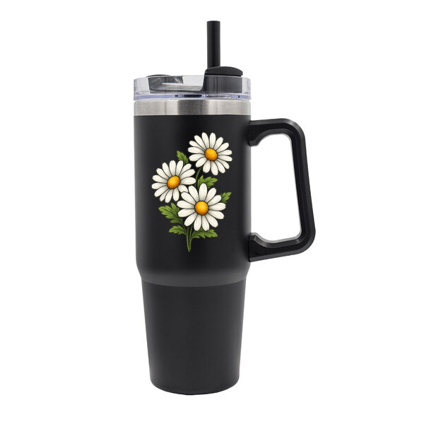 Termohrnček margarétka, 900 ml, čierna - termoska-margaretky