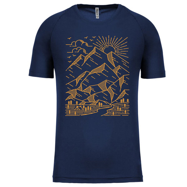 Pánske funkčné tričko skica hor - panske-funkcne-tricko-skica-hor-modre