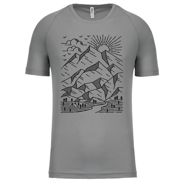 Pánske funkčné tričko skica hor - panske-funkcne-tricko-skica-hor-sive
