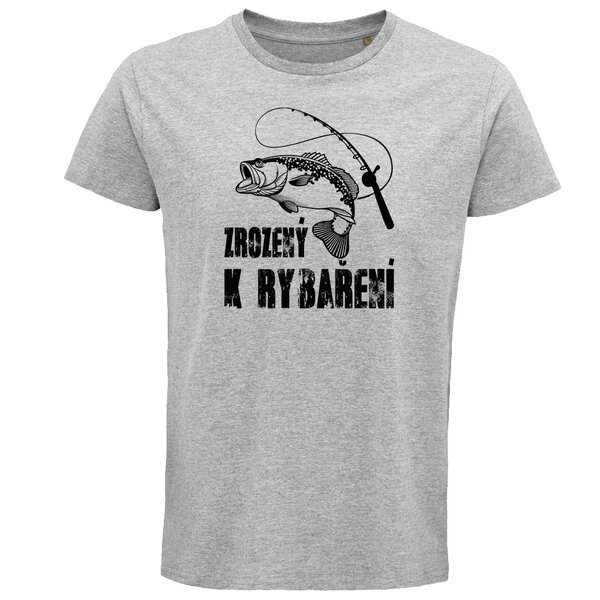 Pánské tričko zrozený k rybaření - panske-tricko-zrozeny-k-rybazeni-sivy-melir