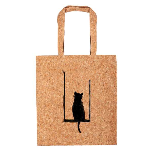 Korková taška mačka na hojdačke - korkova-eko-taska-macka