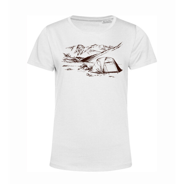 Dámske bio tričko  stanovanie v horách - damske-bio-tricko-stanovanie-v-horach-biele