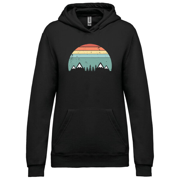 Dámska mikina s kapucňou retro stromy a hory - damska-mikina-retro-stromy-a-hory