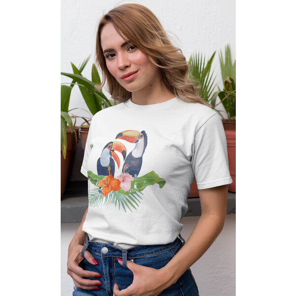 Dámske tričko papagáje v kvetoch - 5