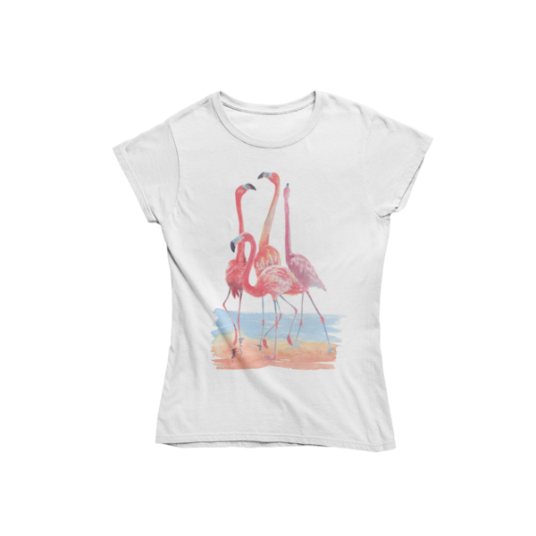 Dámske tričko plameniak na pláži - 3