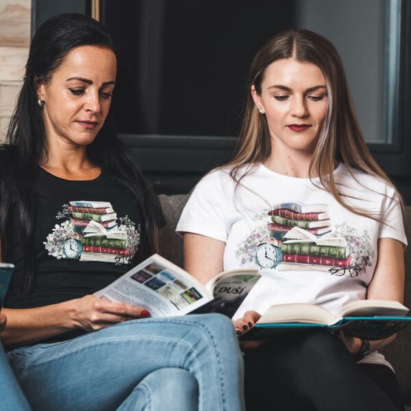 Dámske tričko knihomoľka čierne - tricko-knihy