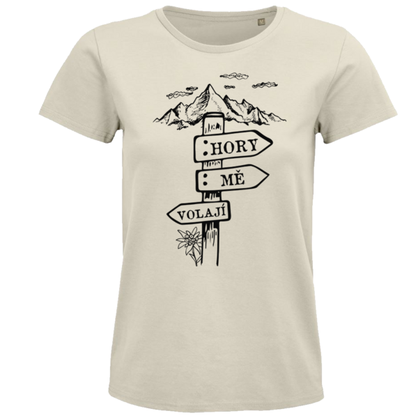 Kópia dámske bio  tričko hory ma volajú  ceduľka - natural-triko-hory-me-volaji-cedulka-natural