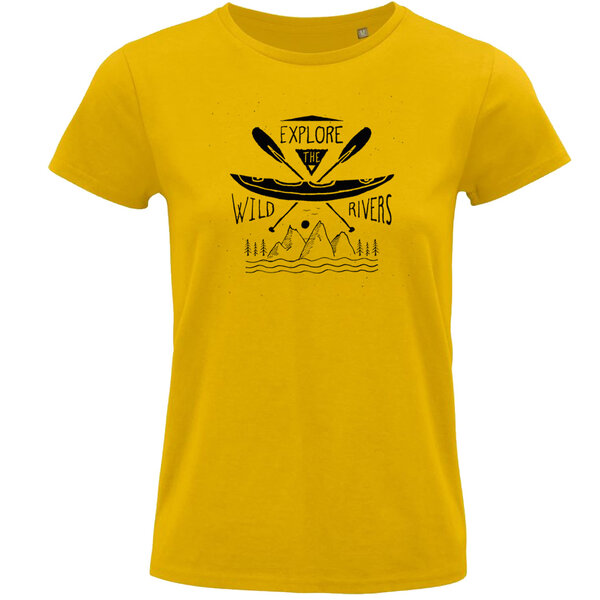 Dámske tričko explore the wild rivers - damske-tricko-wild-rivers-zlte