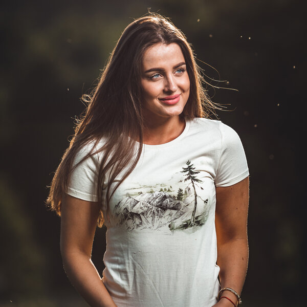 Dámske  tričko zelený strom - damske-tricko-skica-priroda-strom-stity