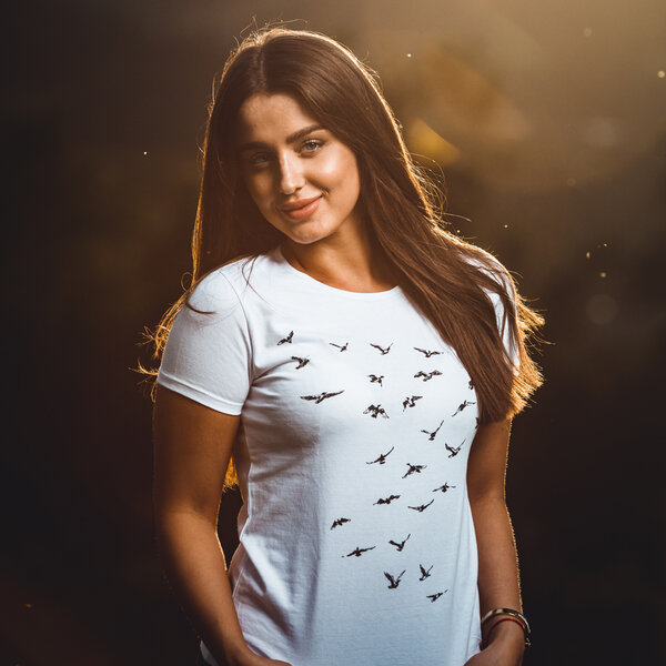 Dámske tričko kŕdel vtákov - dasmke-tricko-vtaci
